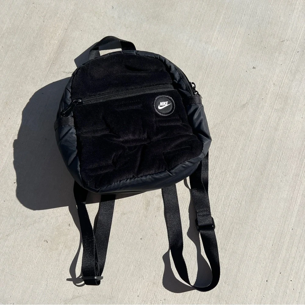 Nike Sportswear Futura Black Velour Mini Backpack